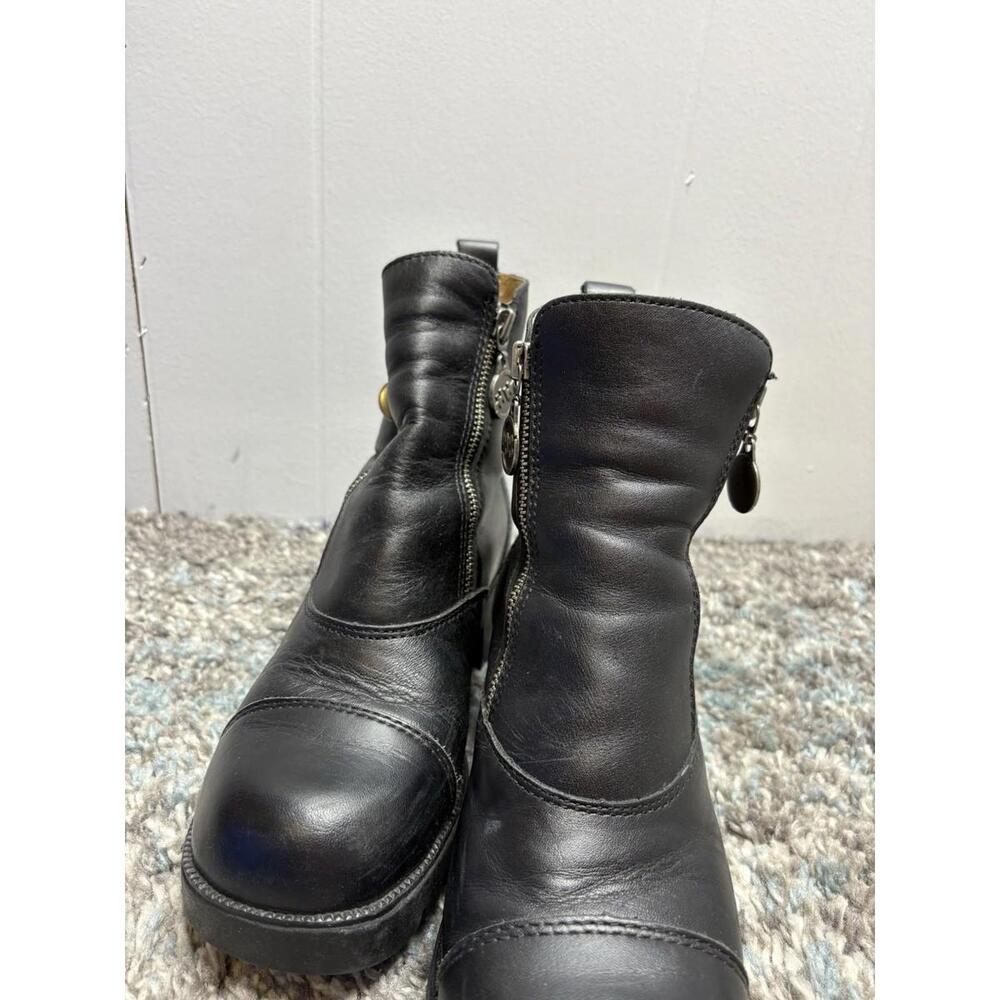 Double H Boots Womens 9 Combat Double Zip Chunky Biker Motorcycle Goth Edgy - Picture 6 of 10